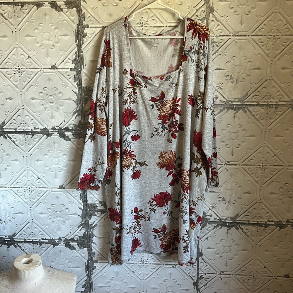Maurices 24/7 floral soft stretchy long sleeved dress